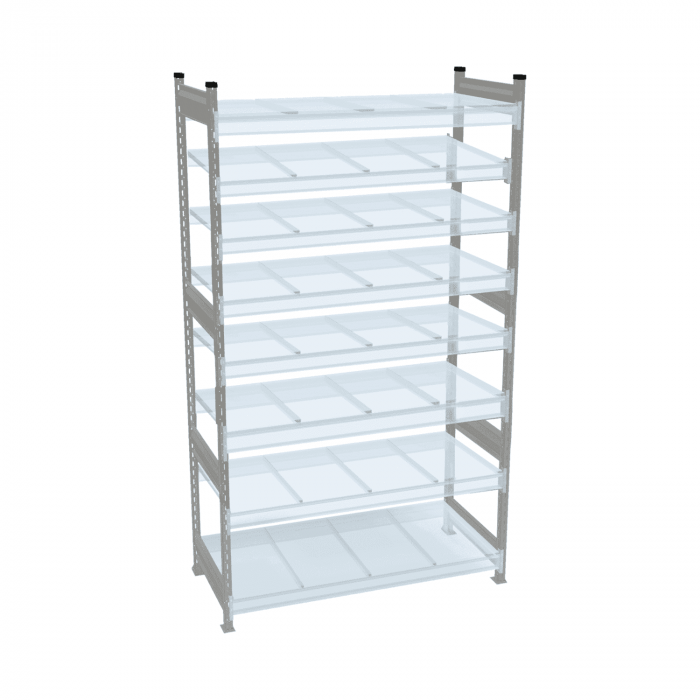Стеллаж СТ-023 2500х1800х800 с 8 ярусами (рамы и настил - окрас)