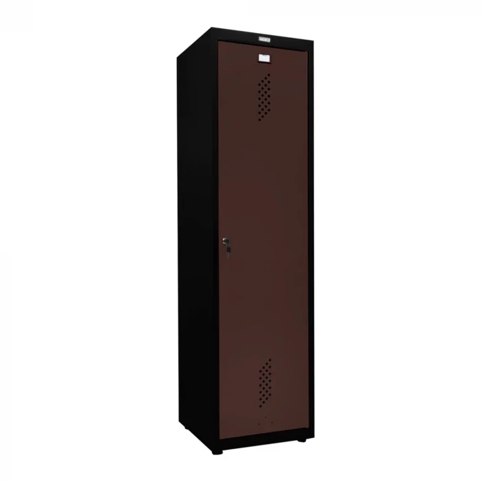 Шкаф металлический для инвентаря черный с коричневым
