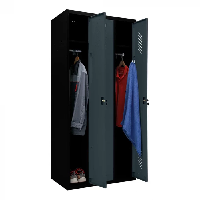 Шкаф металлический трехдверный черный с графитом