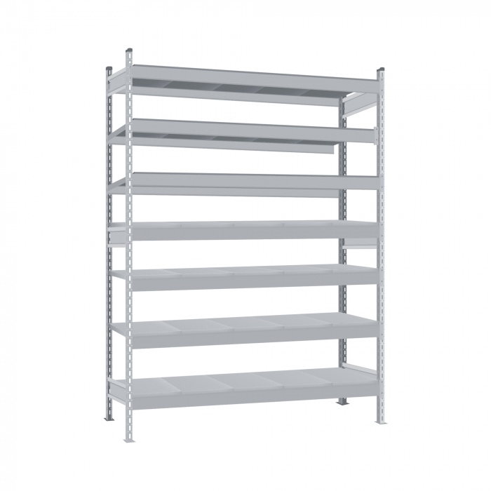 Стеллаж СТ-023 2500х1800х300 с 7 ярусами (рамы и настил - цинк)