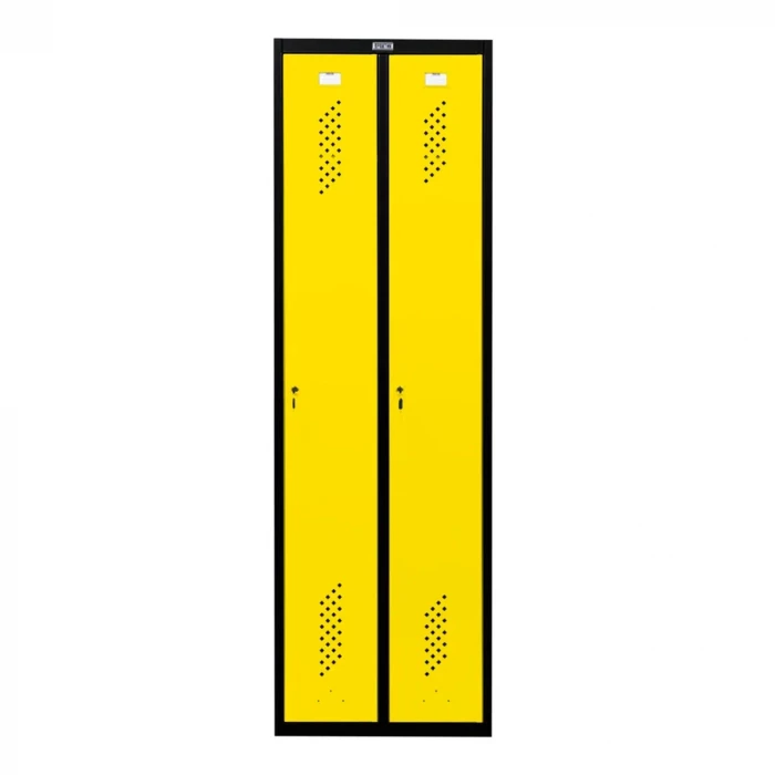 Шкаф металлический двухдверный черный с желтым