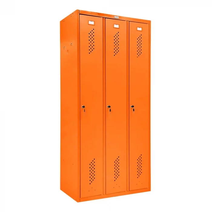 Шкаф металлический трехсекционный оранжевый
