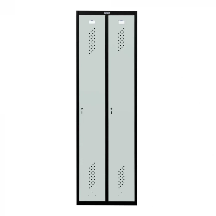 Шкаф металлический двухдверный черный со светло-серым