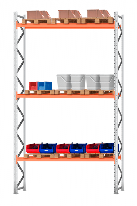 Стеллаж паллетный 5000х2700х1100 3 яруса Р100.1.5Б120.1.5